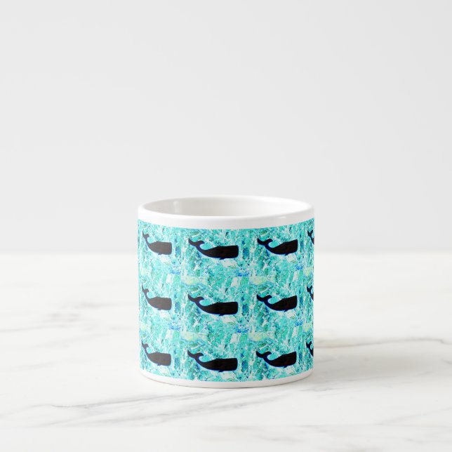 Tasse Expresso baleines noires sous l'eau (Devant)