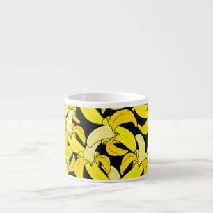 Tasse Expresso Bananes jaunes vintages : Arrière - plan noir