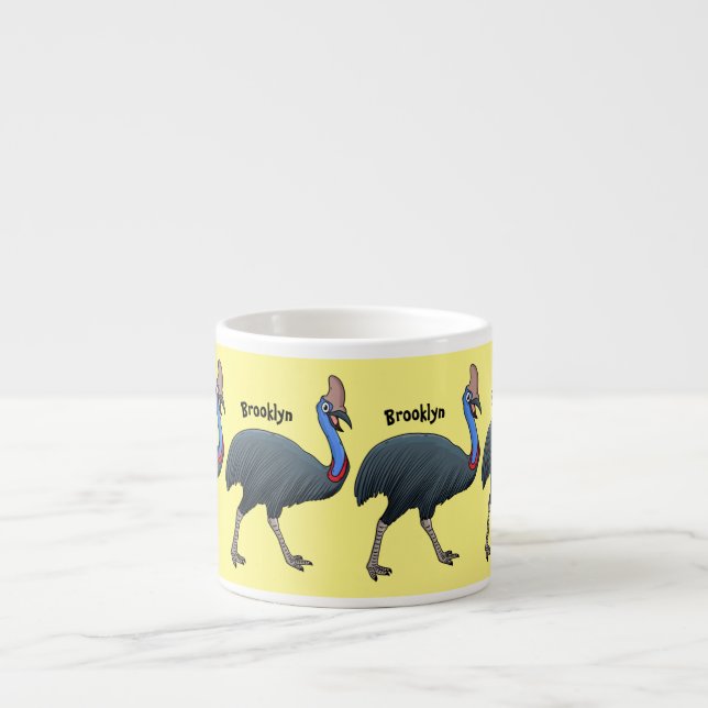 Tasse Expresso Bande dessinée d'oiseau joyeux (Devant)