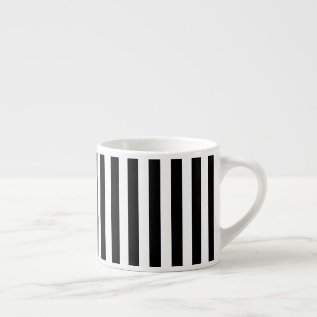 Tasse Expresso Bandes de bonbons noir et blanc (Droite)