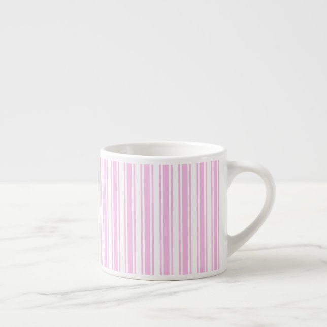 Tasse Expresso Bandes de bonbons rose clair et blanc (Droite)