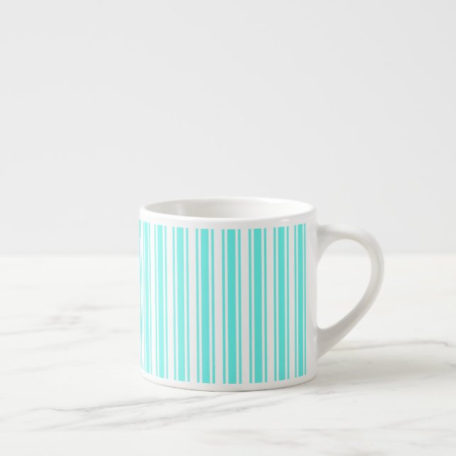 Tasse Expresso Bandes de bonbons turquoise et blanche (Droite)