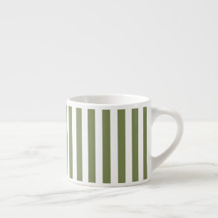 Tasse Expresso Bandes de bonbons vert olive et blanc