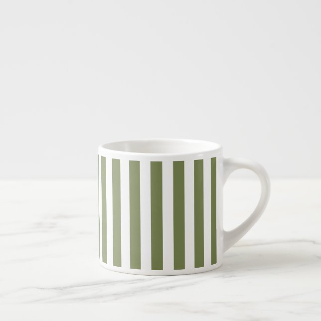 Tasse Expresso Bandes de bonbons vert olive et blanc (Droite)