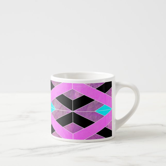 Tasse Expresso Bandes de croisement géométriques violettes roses  (Droite)
