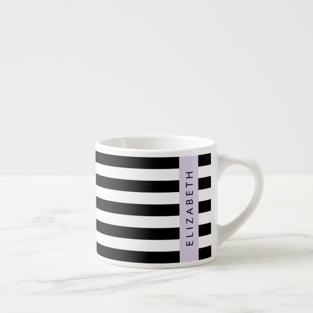 Tasse Expresso Bandes noires et blanches, Gravées, Lignes, Votre  (Droite)