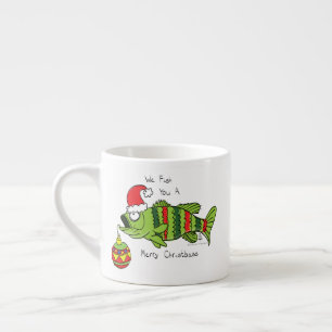 Tasse Expresso Basse de Noël amusant Pêche Poisson Cute Cartoon