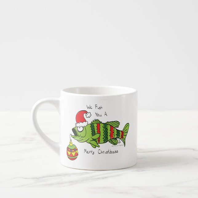 Tasse Expresso Basse de Noël amusant Pêche Poisson Cute Cartoon (Gauche)