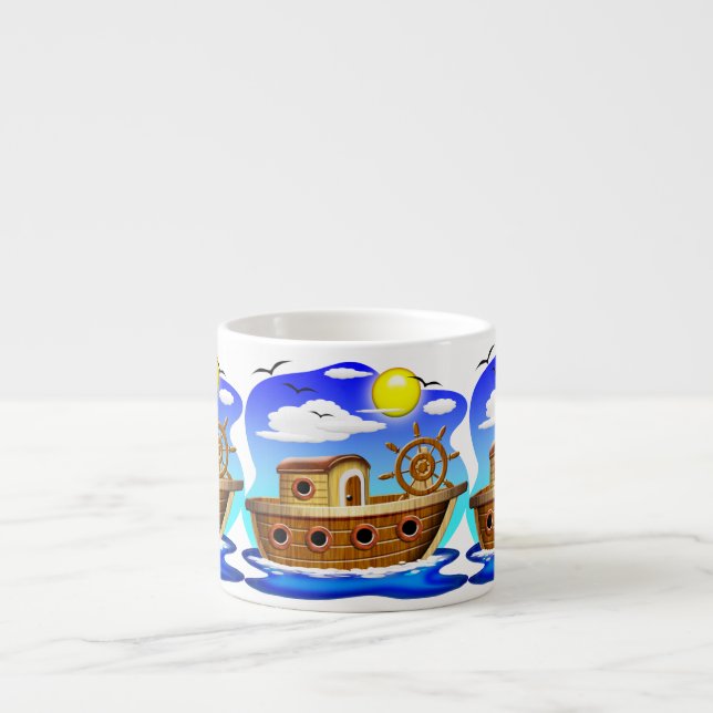 Tasse Expresso Bateau de pêche dessin animé  (Devant)