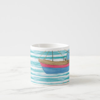 Tasse Expresso Bateaux : Motif de peinture aquarelle.