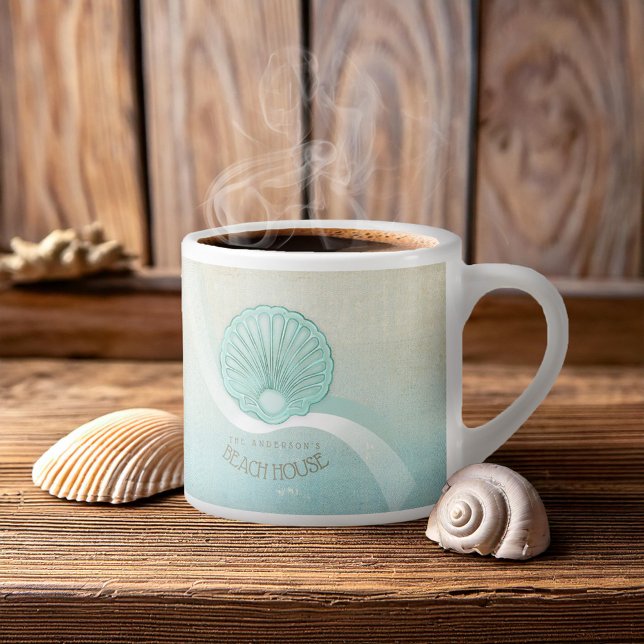 Tasse Expresso Beach House Clam Shell Aqua Blue ID623 (Créateur téléchargé)