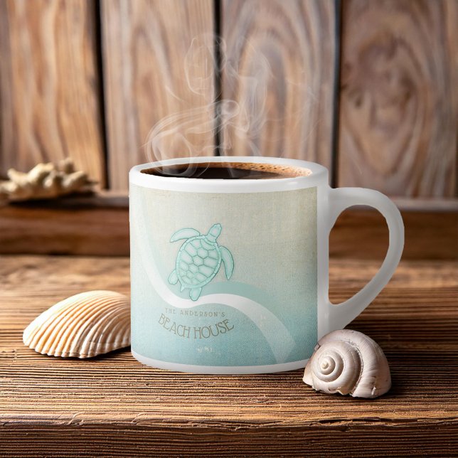 Tasse Expresso Beach House Tortue nautique Aqua Blue ID623 (Créateur téléchargé)