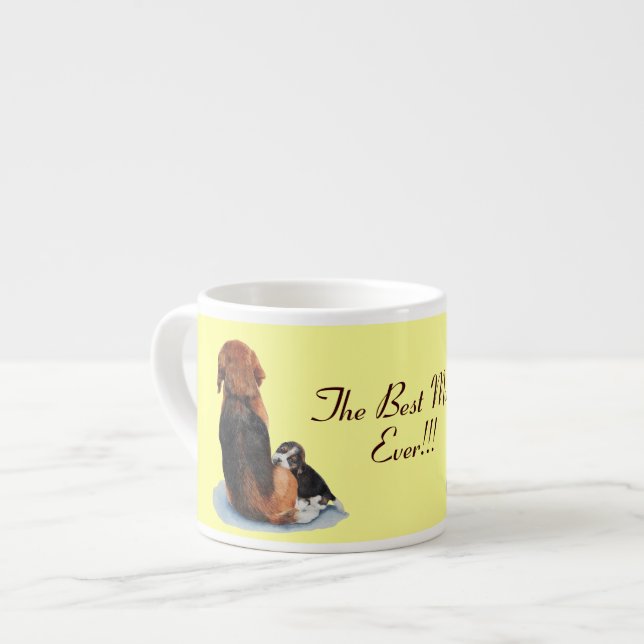 Tasse Expresso Beagle chiot mignon bouddin maman chien (Devant gauche)