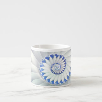Tasse Expresso Beau Bleu & Blanc Mer Shell Art Fractal fin