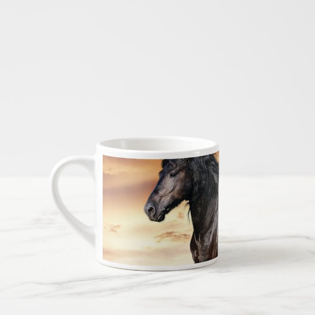 Tasse Expresso Beau Cheval Noir (Gauche)