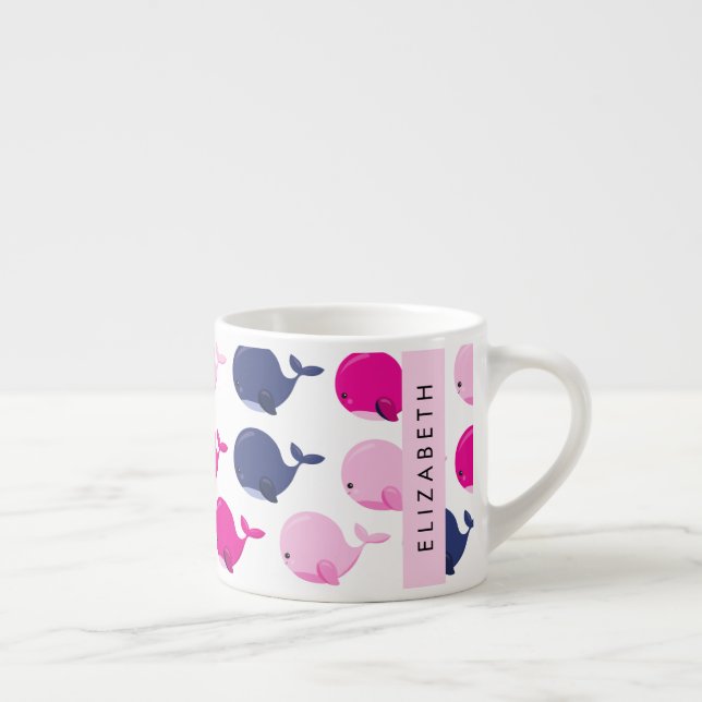 Tasse Expresso Beaux Baleines, Motif De Baleines, Votre Nom (Droite)