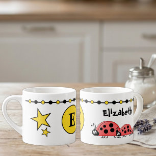 Tasse Expresso Bébés mignons jaune noir avec étoiles enfant