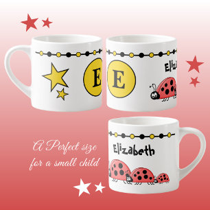 Tasse Expresso Bébés mignons jaune noir avec étoiles enfant