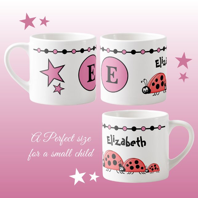 Tasse Expresso Bébés mignons rose noir avec étoiles enfant (Créateur téléchargé)
