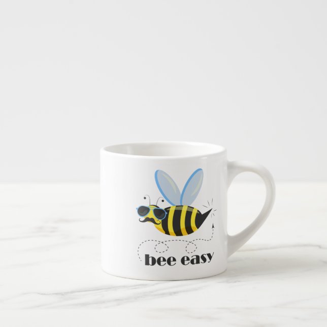 Tasse Expresso Bee caractère avec mustache lunettes de soleil Bee (Droite)