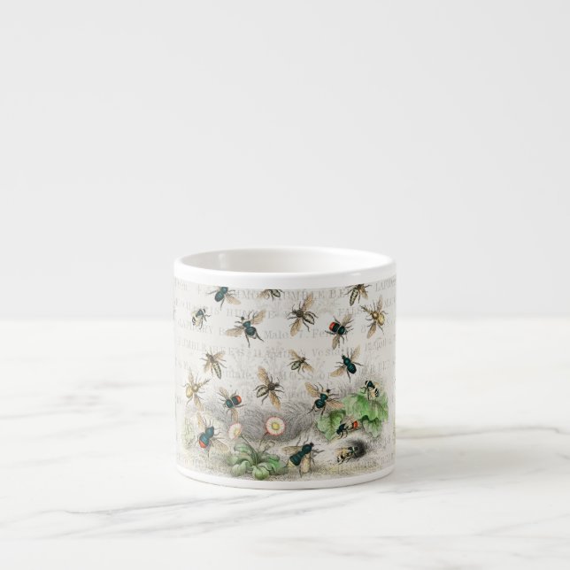 Tasse Expresso Bee Honey Travailleur Queen Bees Antique (Devant)