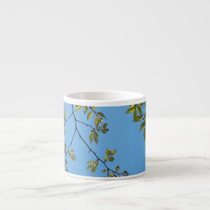 Tasse Expresso belle branche avec serrure feuille verte et jaune