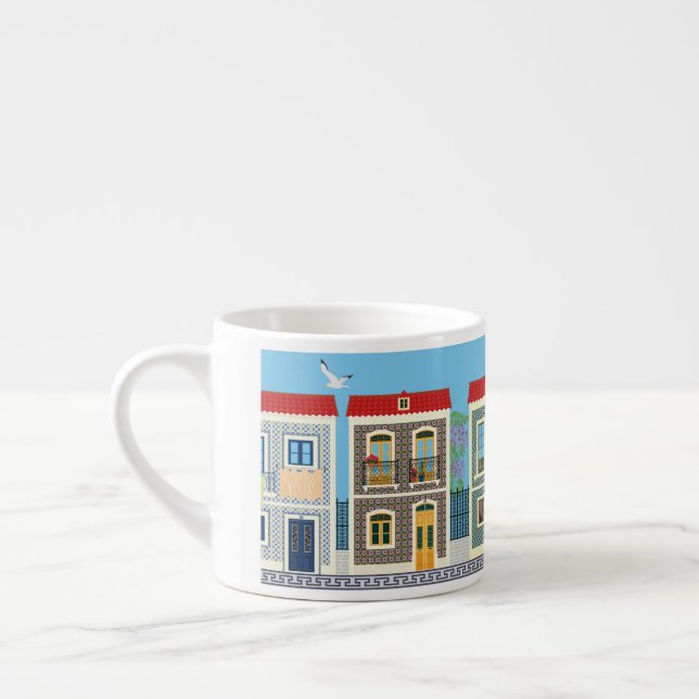 Tasse Expresso Belles maisons portugaises avec tuiles ou azulejos (Gauche)