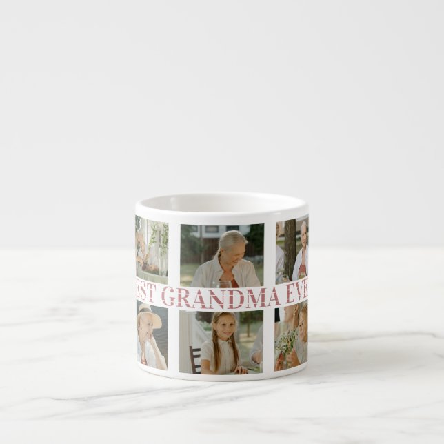 Tasse Expresso Best Grandma Ever Photo Collage – Gift with Hearts (Devant)