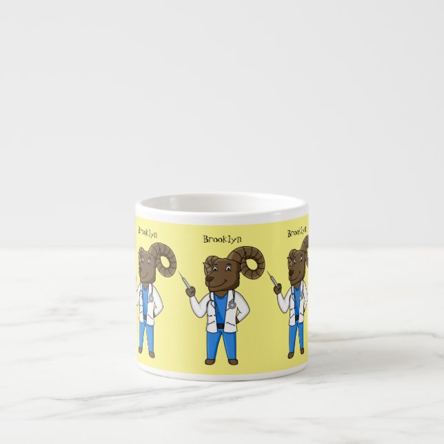 Tasse Expresso Bighorn sheep doctor cartoon illustration (Devant)