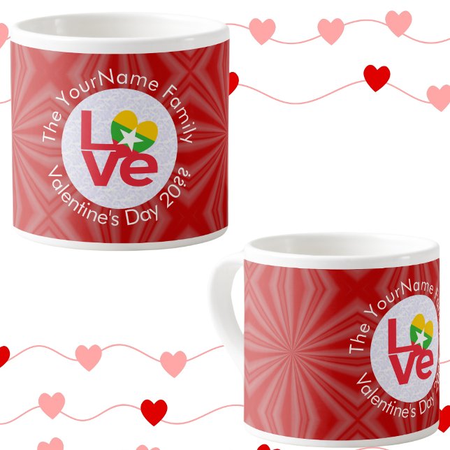 Tasse Expresso Birman Myanmar Drapeau Coeur AMOUR Rouge Personnal (Créateur téléchargé)