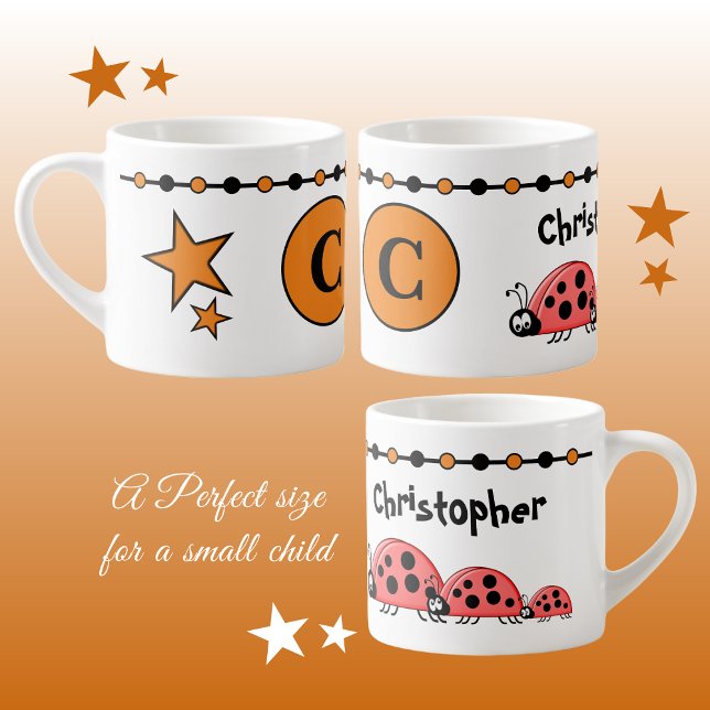 Tasse Expresso Bizarre orange noir avec étoiles enfant (Créateur téléchargé)
