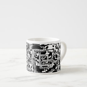 Tasse Expresso Black and White Geometric Art 25