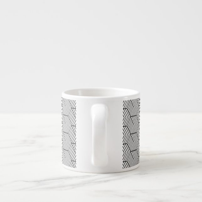Tasse Expresso Black Pattern Line Cube Geometry Simple (Dos)