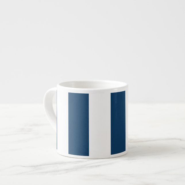 Tasse Expresso Bleu de marine, Blancs, Motif rayé (Devant gauche)