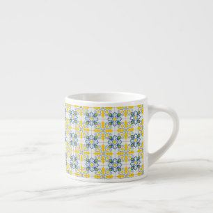 Tasse Expresso Bleu et jaune joli carrelage portugais motif