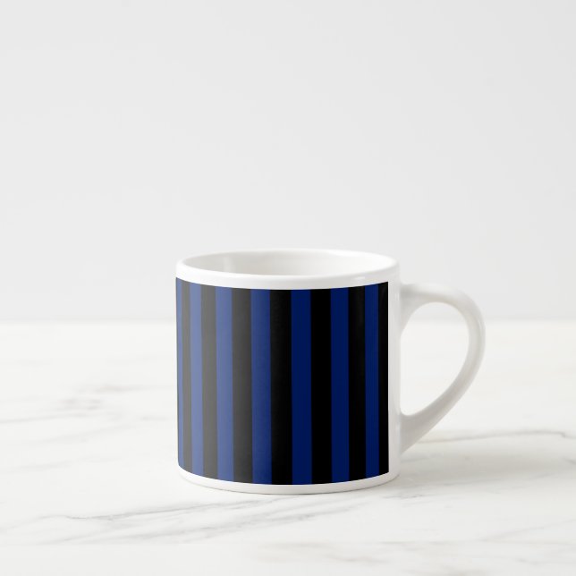 Tasse Expresso Bleu et noir bonbons rayés (Droite)