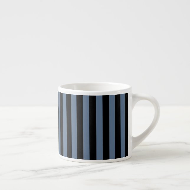 Tasse Expresso Bleu gris et noir rayures (Droite)