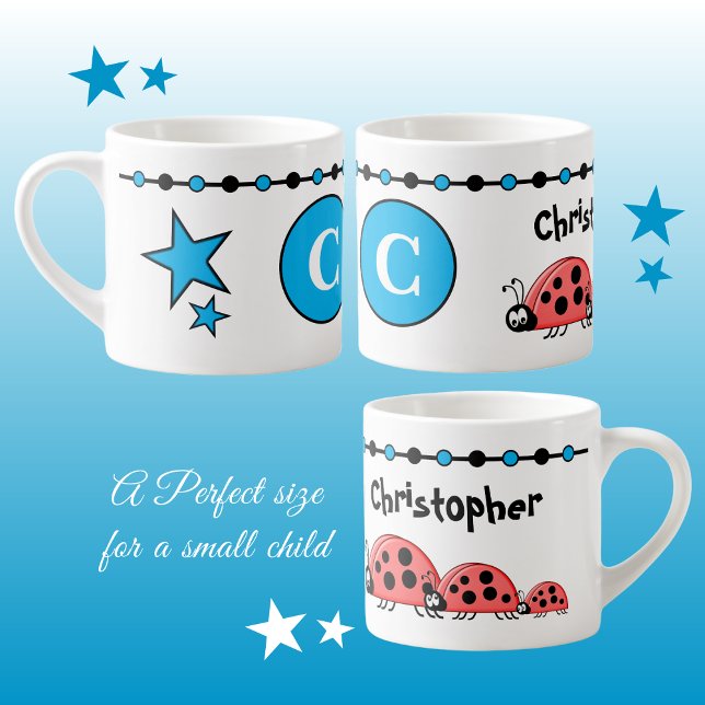 Tasse Expresso Bleu ladybugs bleu noir avec étoiles enfant (Créateur téléchargé)