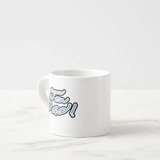Tasse Expresso Bleu/Noir Texte Fière Cadeaux Nouveau Papa (Devant gauche)