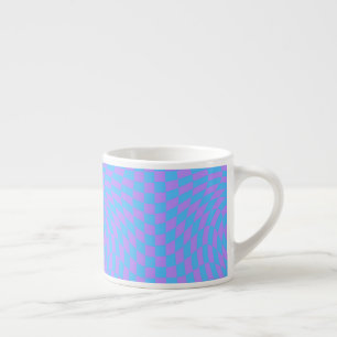 Tasse Expresso Bleu pâle & Lavande Wavavender À damiers Motif