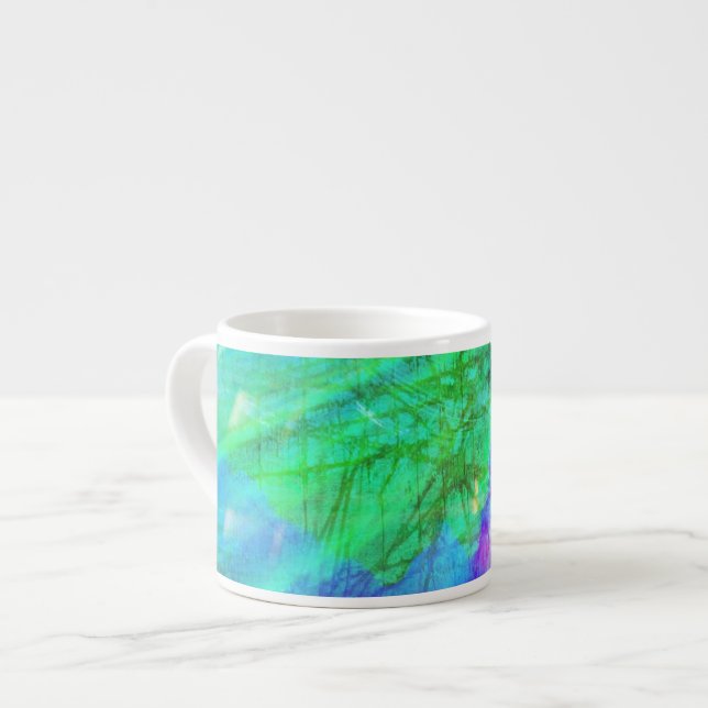 Tasse Expresso bleu sans couture d'aquarelle d'arrière - plan (Devant gauche)