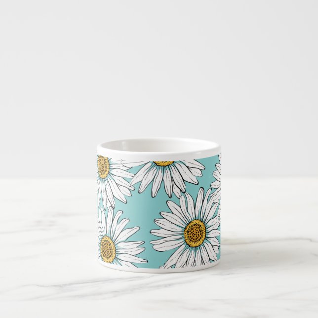 Tasse Expresso Bleu Vintage marguerite (Devant)