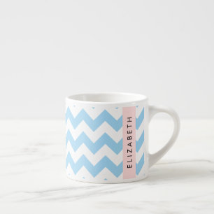 Tasse Expresso Bleu Zigzag, Bleu Chevron, Vague Motif, Votre Nom