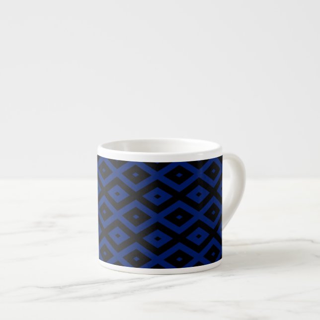 Tasse Expresso Blue and black diamond pattern (Devant droit)