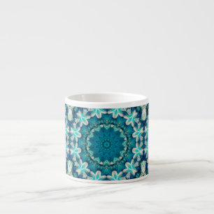 Tasse Expresso Blue Aqua Mandala Rosette Retro Hippie