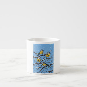 Tasse Expresso Blue tit birds en hiver