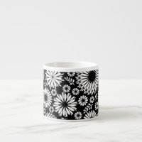 Boho fleurs Motif floral vectoriel noir et blanc