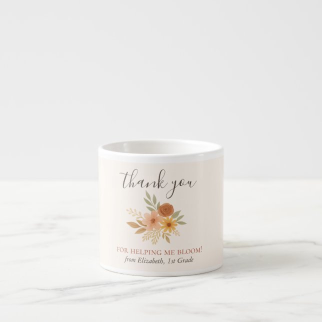 Tasse Expresso Boho Floral Aquarelle Enseignant Merci (Devant)