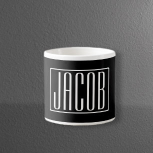 Tasse Expresso Bold & Modern Your name or Word   White On Black