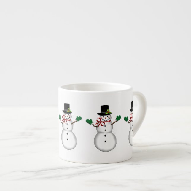 Tasse Expresso Bonhomme de neige de Noël (Devant droit)